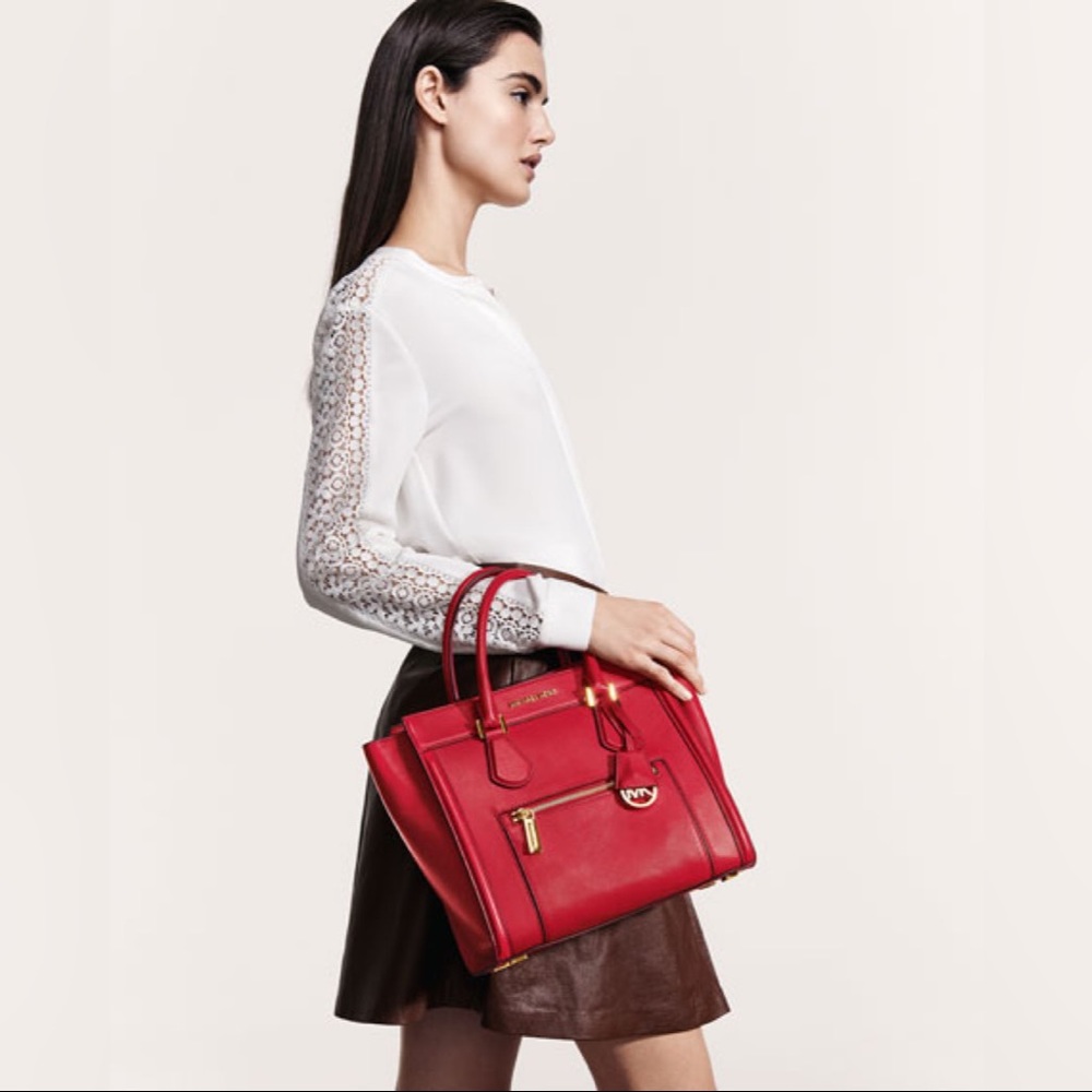 Michael Kors Colette Zip Large Satchel - Chili